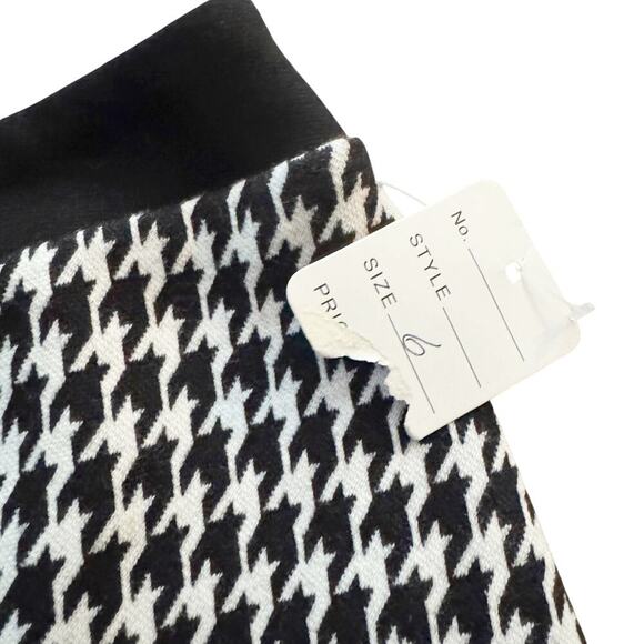 Talbots Pencil Skirt Women's Sz 6 Black white Houndstooth cotton blend preppy - Picture 2 of 14